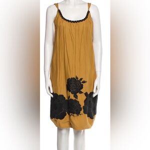 Tibi Mustard Dress with Black Floral Design